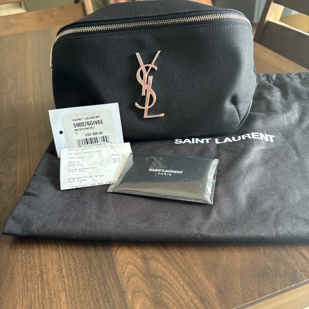 Saint Laurent Black Crossbody Bag with Gold YSL Logo
